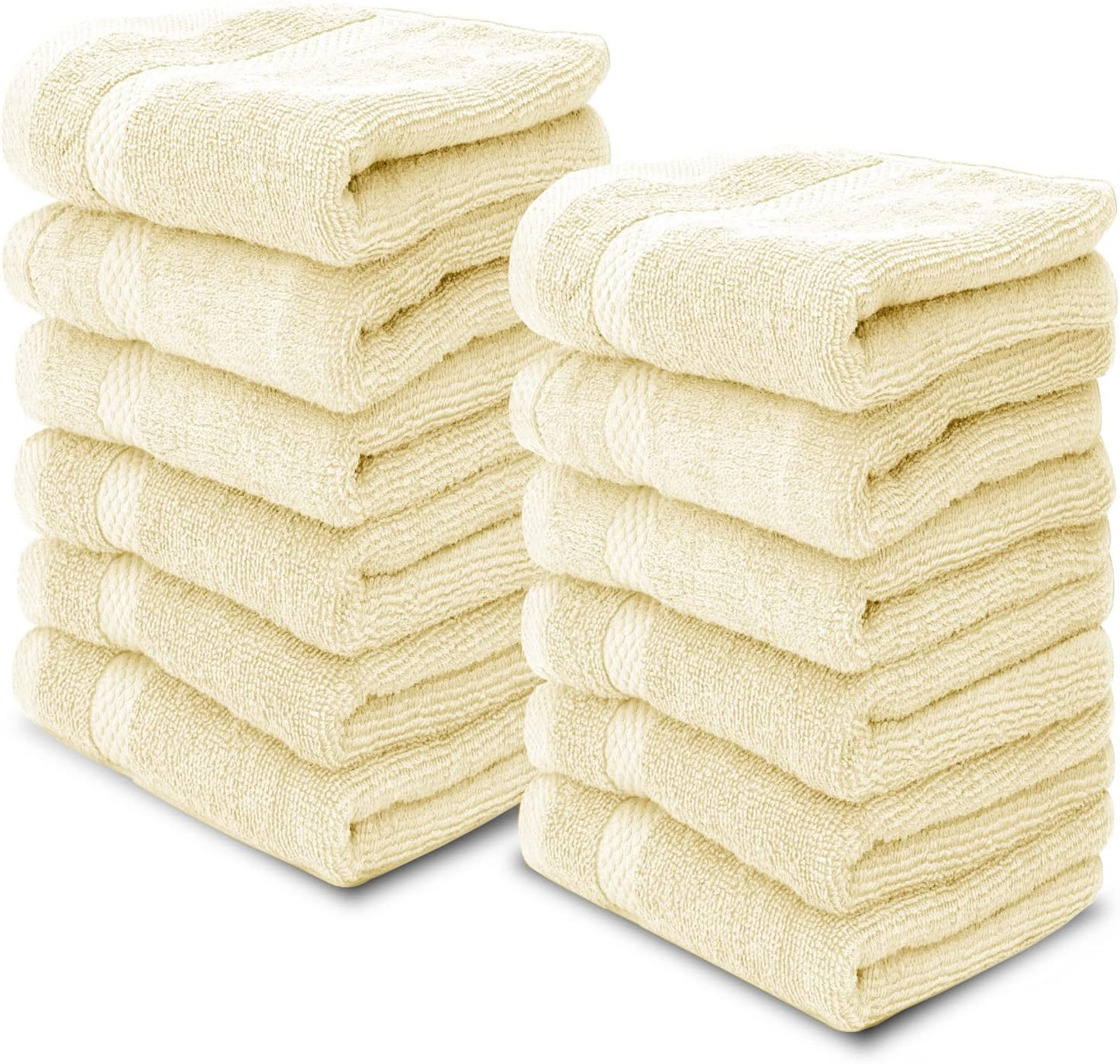 Luxury Cotton Washcloths 13X13 Inch | Hotel, Spa, Bathroom Face Towel | 12 Pack, Black