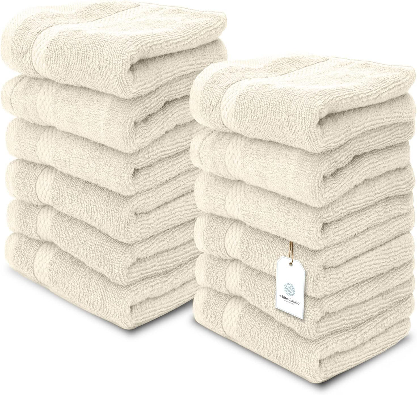 Luxury Cotton Washcloths 13X13 Inch | Hotel, Spa, Bathroom Face Towel | 12 Pack, Black