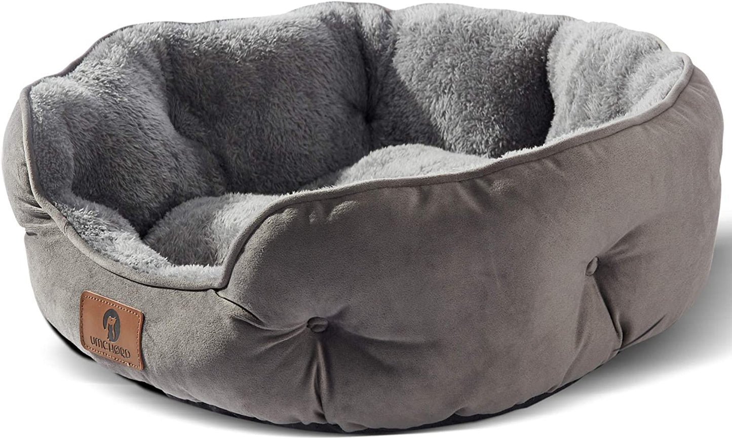 πΎ Small Dog & Cat Bed β 20β Extra Soft Sherpa Fleece Pet Bed with Anti-Slip & Water-Resistant Oxford Bottom, Brown
