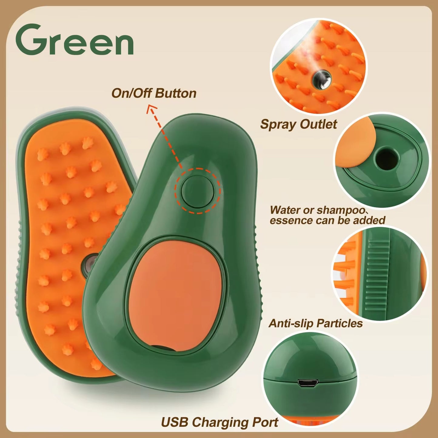 3-in-1 Electric Pet Grooming Brush β Steam Spray Cat & Dog Comb with Hair Removal & Massage Function for Shedding & Detangling