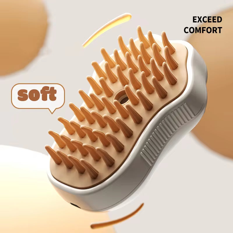3-in-1 Electric Pet Grooming Brush β Steam Spray Cat & Dog Comb with Hair Removal & Massage Function for Shedding & Detangling