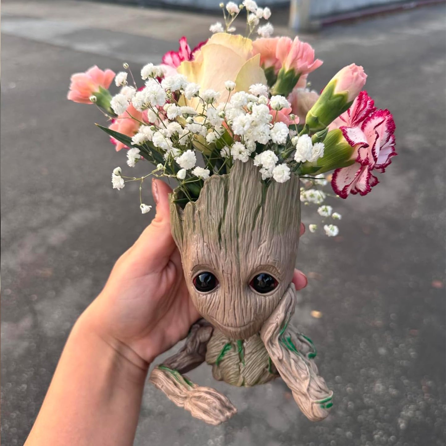 Baby Groot Planter & Pen Holder – 6" Tree Man Pot with Drainage Hole | Decorative Succulent Flower Pot or Desk Organizer