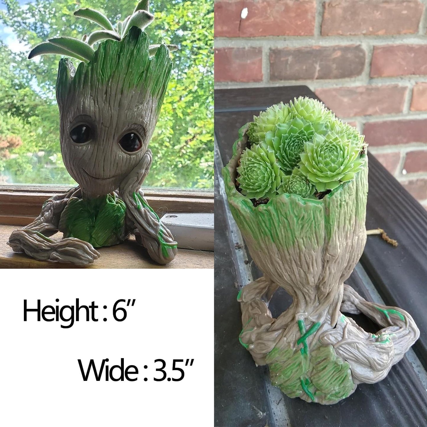 Baby Groot Planter & Pen Holder – 6" Tree Man Pot with Drainage Hole | Decorative Succulent Flower Pot or Desk Organizer