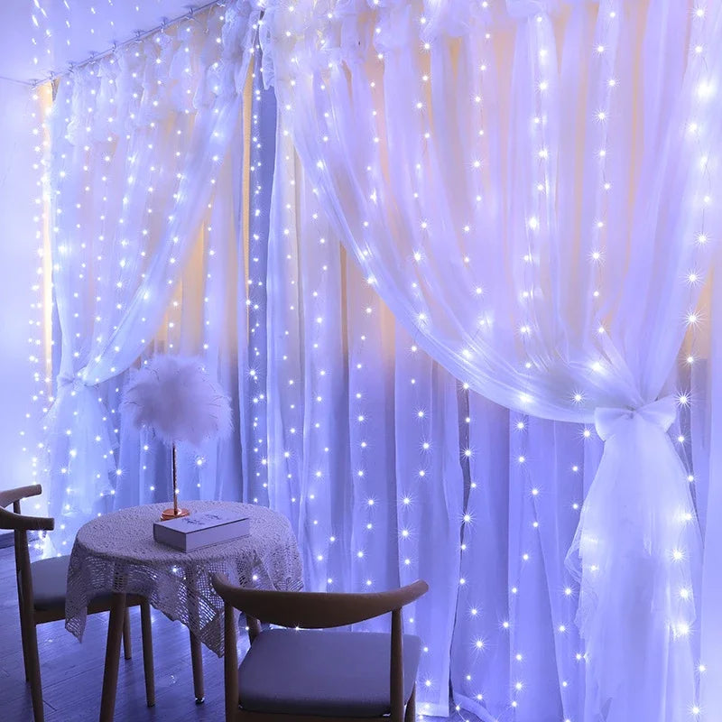 Christmas Curtain Lights Garland β 2025 Merry Xmas Fairy Lights with 8 Modes, Remote Controled