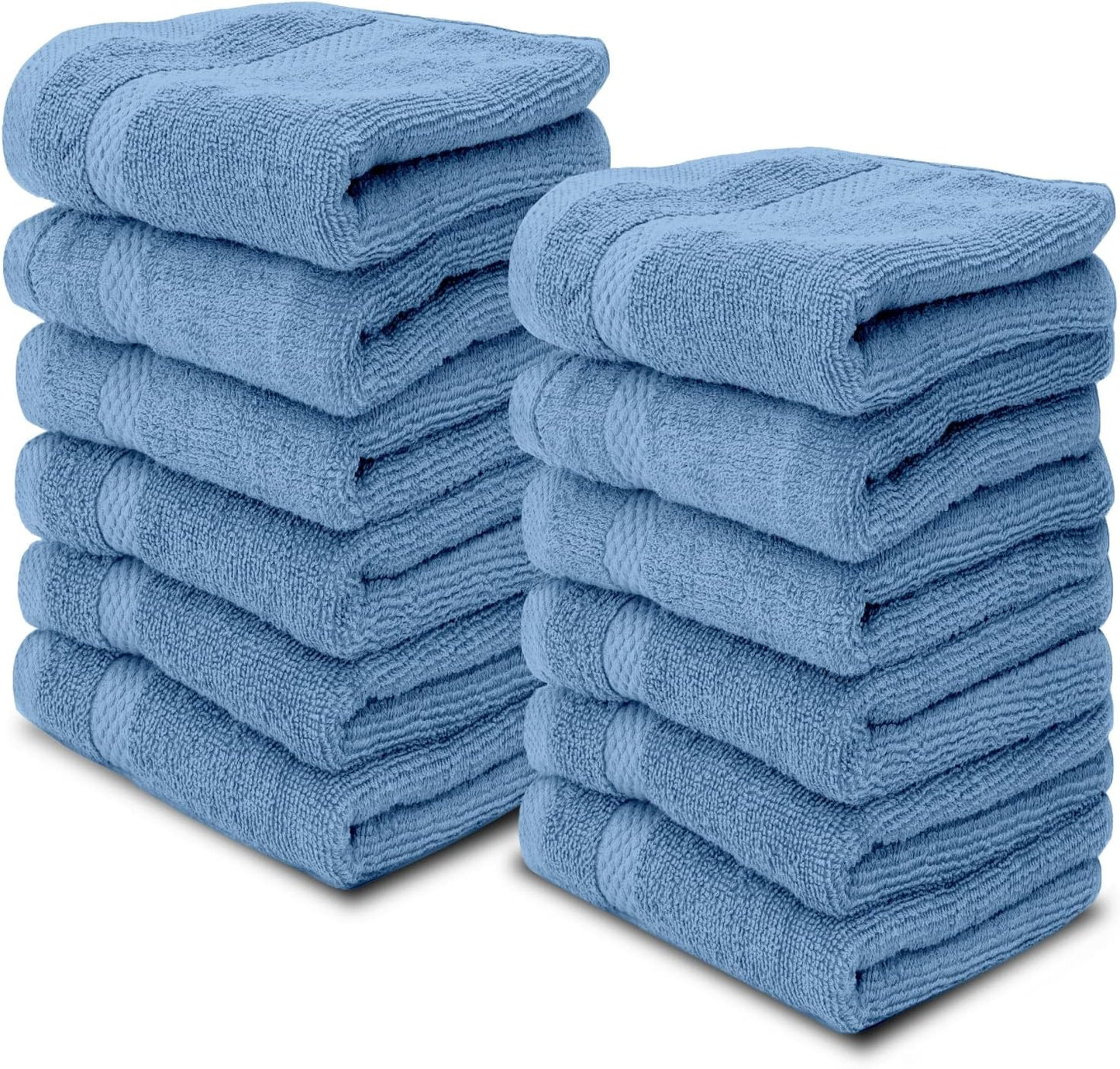 Luxury Cotton Washcloths 13X13 Inch | Hotel, Spa, Bathroom Face Towel | 12 Pack, Black
