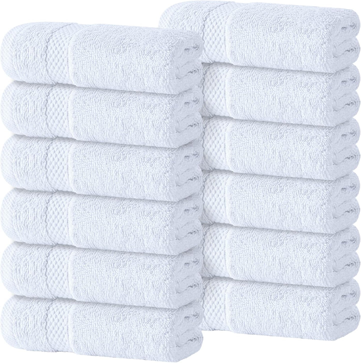 Luxury Cotton Washcloths 13X13 Inch | Hotel, Spa, Bathroom Face Towel | 12 Pack, Black
