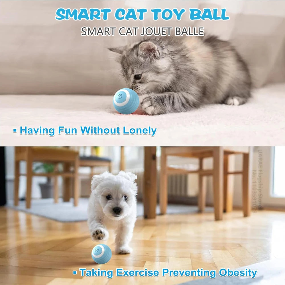 Smart Cat Toy Ball – Interactive Electric Rolling Ball with USB Charging, Auto Obstacle Avoidance & 2 Modes, Silicone Shell, for Cats and Small Dogs, Indoor Use! (1.7" Diameter)