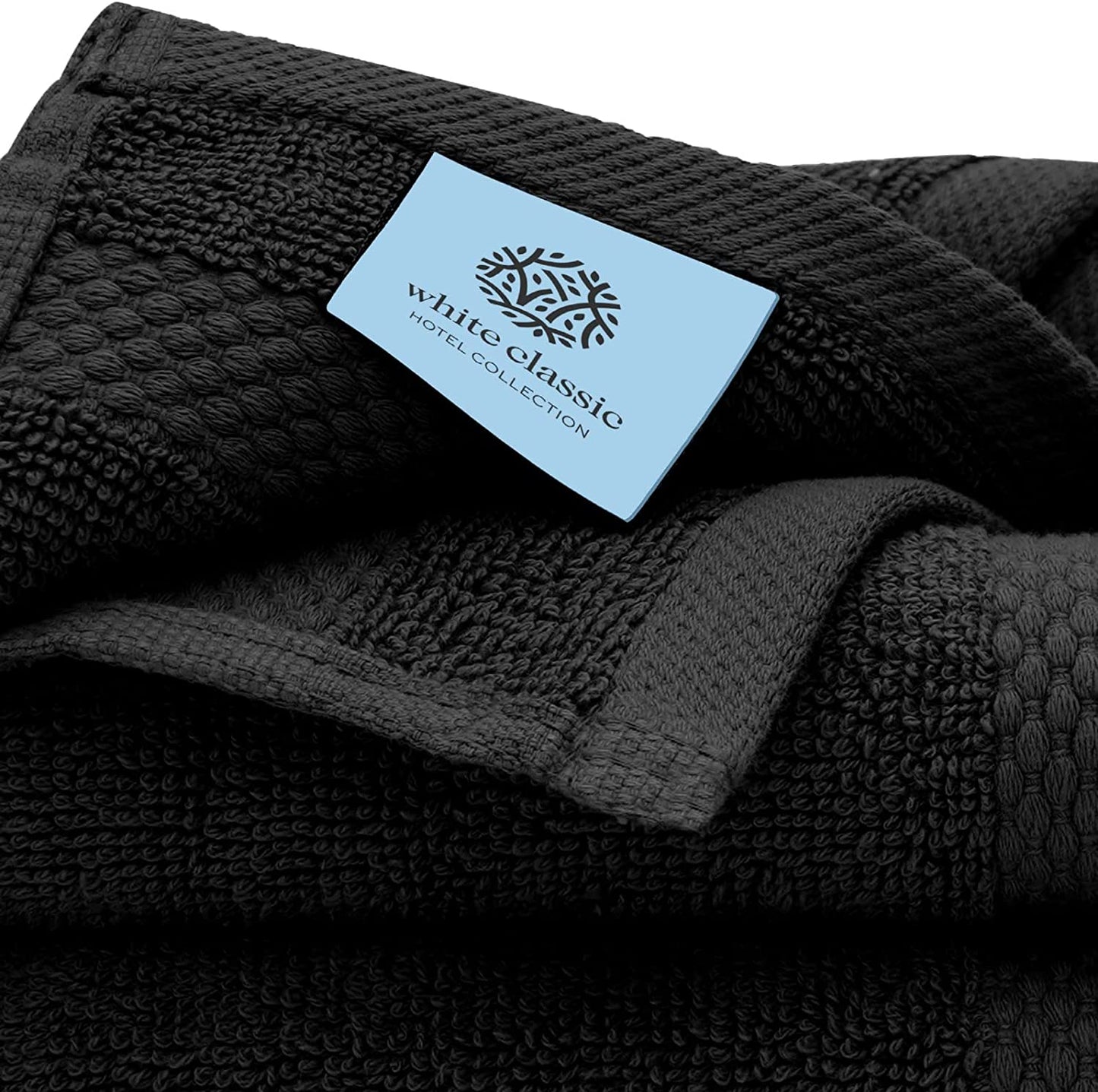 Luxury Cotton Washcloths 13X13 Inch | Hotel, Spa, Bathroom Face Towel | 12 Pack, Black