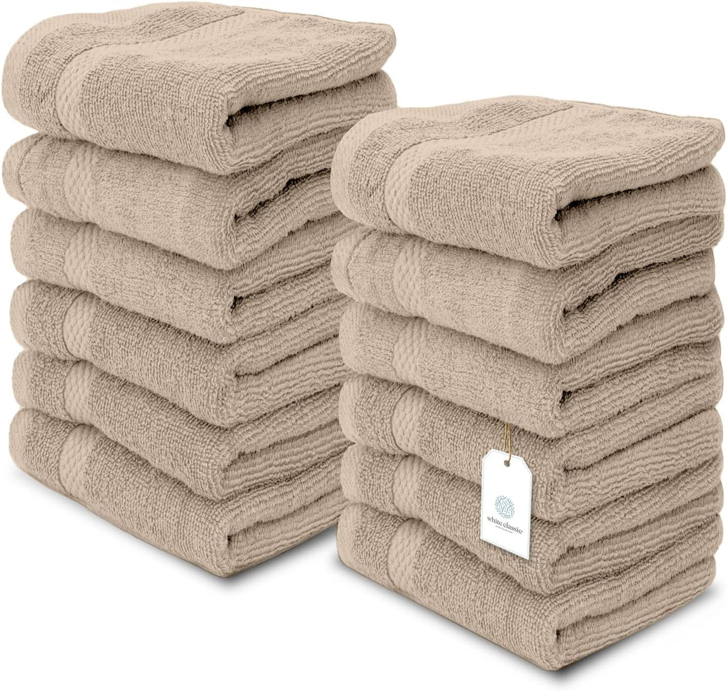 Luxury Cotton Washcloths 13X13 Inch | Hotel, Spa, Bathroom Face Towel | 12 Pack, Black