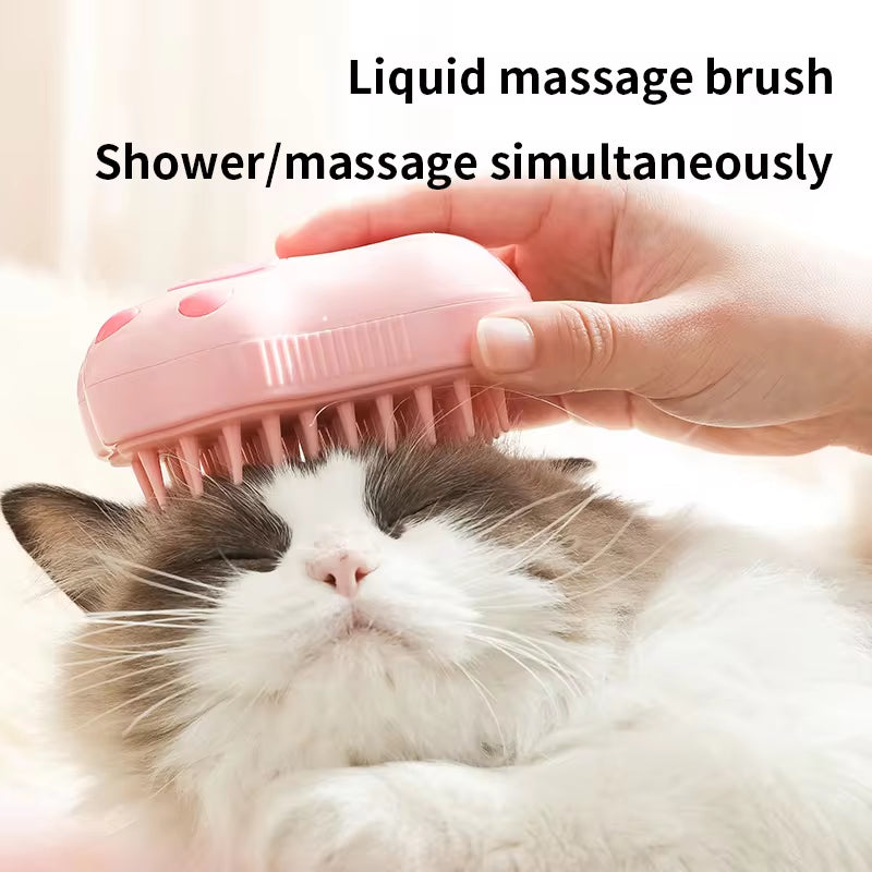 3-in-1 Electric Pet Grooming Brush β Steam Spray Cat & Dog Comb with Hair Removal & Massage Function for Shedding & Detangling
