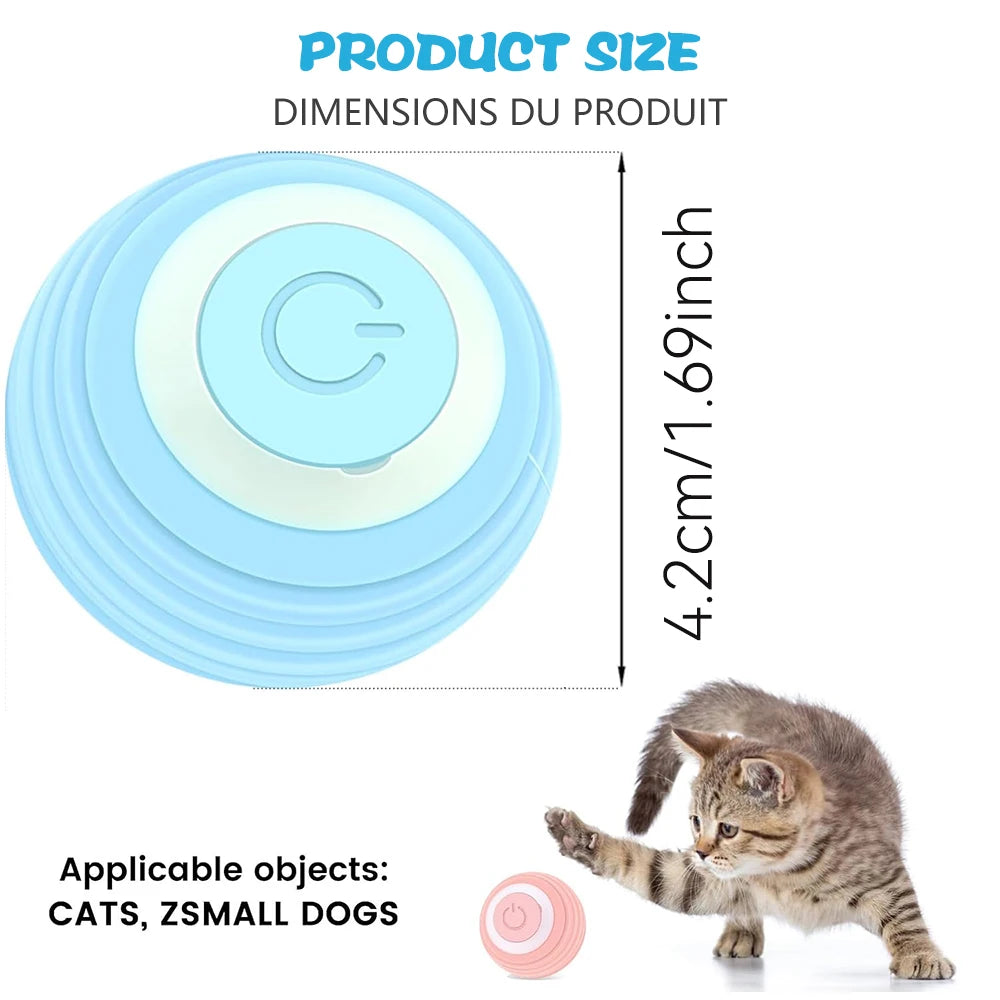 Smart Cat Toy Ball – Interactive Electric Rolling Ball with USB Charging, Auto Obstacle Avoidance & 2 Modes, Silicone Shell, for Cats and Small Dogs, Indoor Use! (1.7" Diameter)