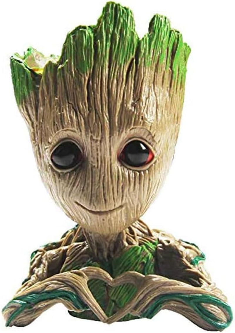Baby Groot Planter & Pen Holder – 6" Tree Man Pot with Drainage Hole | Decorative Succulent Flower Pot or Desk Organizer