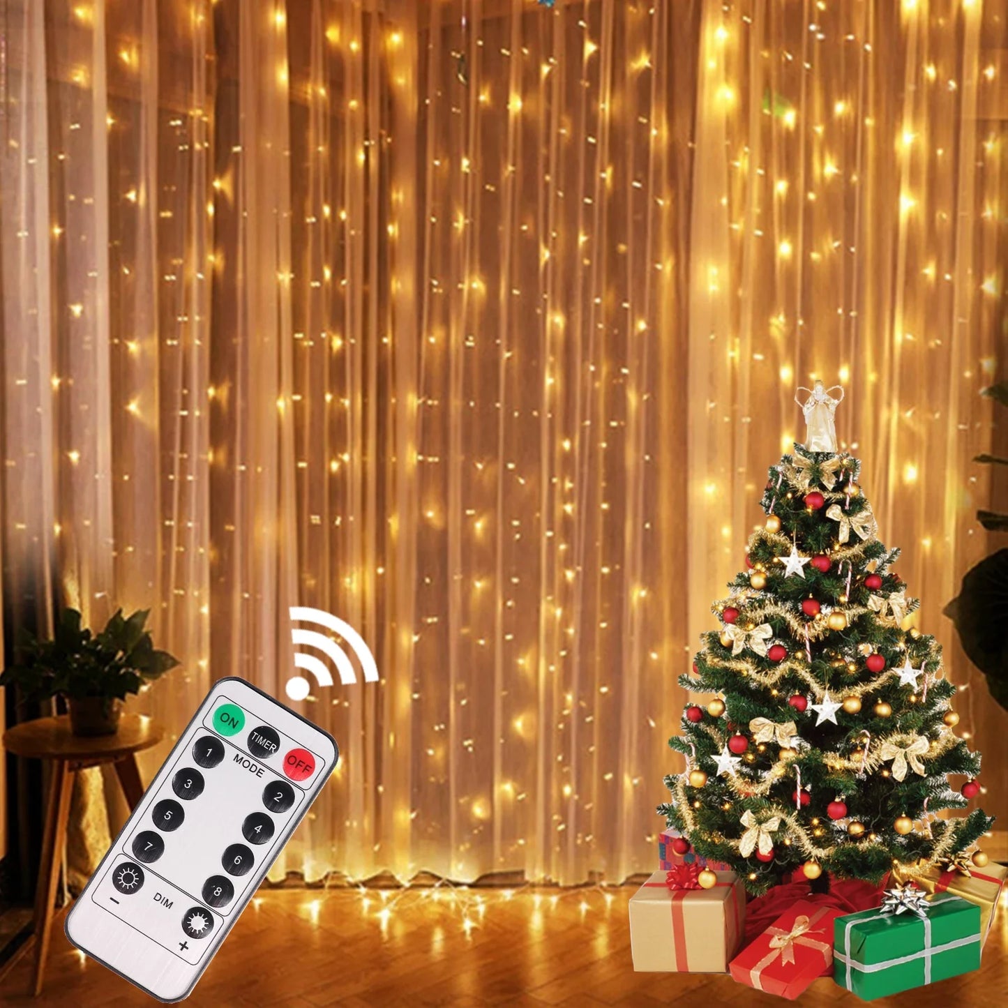 Christmas Curtain Lights Garland β 2025 Merry Xmas Fairy Lights with 8 Modes, Remote Controled