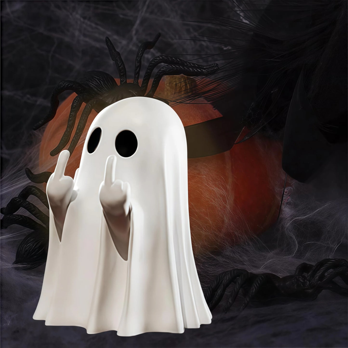 Cute Middle Finger Ghost Statue | Small Halloween Decor for Home
