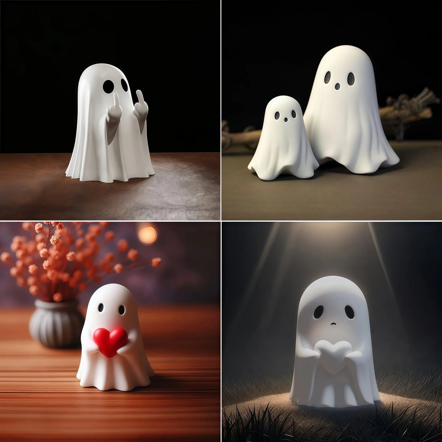 Cute Middle Finger Ghost Statue | Small Halloween Decor for Home