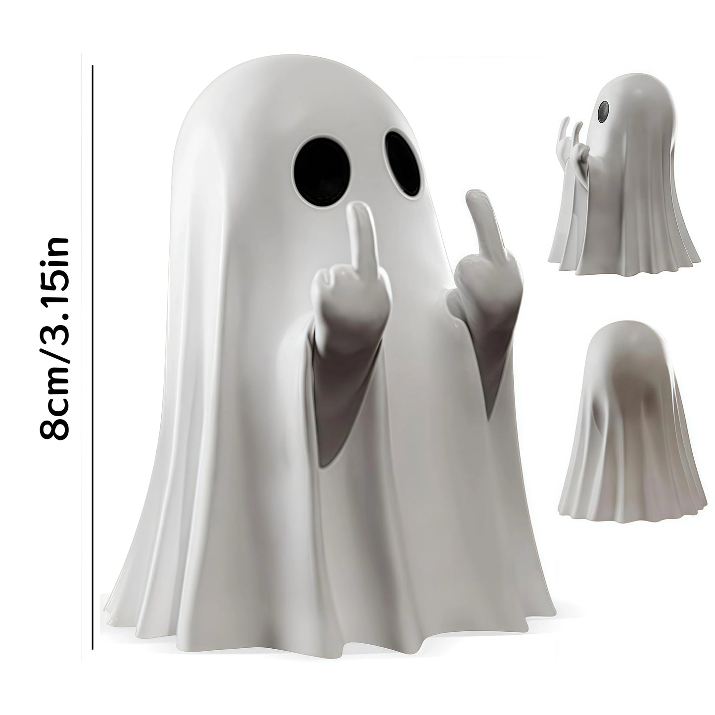 Cute Middle Finger Ghost Statue | Small Halloween Decor for Home