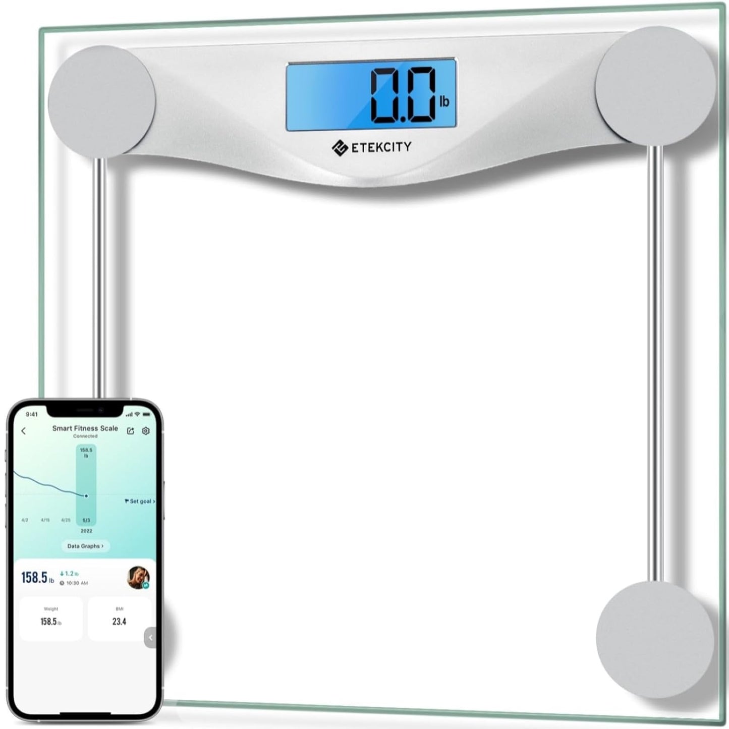 Digital Bathroom Scale for Body Weight – High-Precision Electronic Weighing Machine, LCD Display, 400 lbs Capacity, Tempered Glass