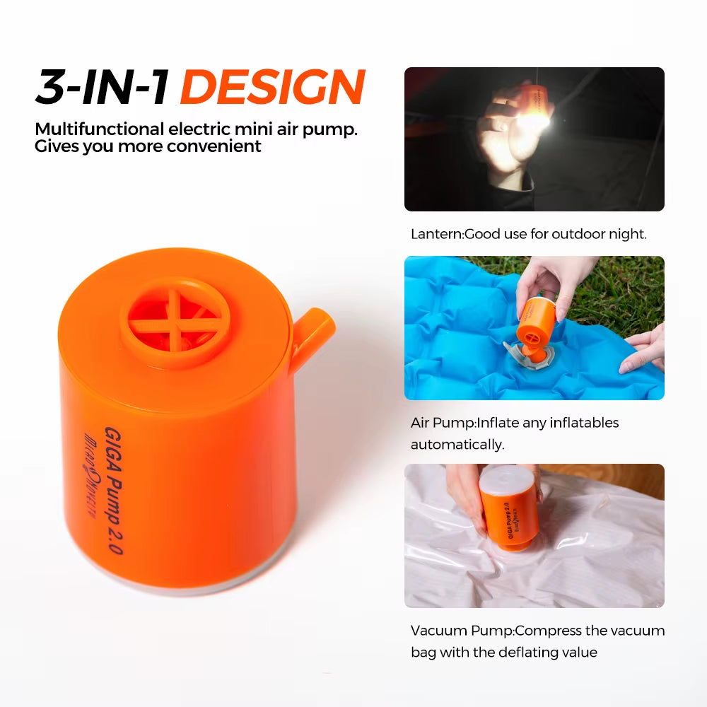 Portable 3-In-1 Inflator, Deflator & Light: Perfect for Air Mattresses, Inflatable Pillows & Swim Rings