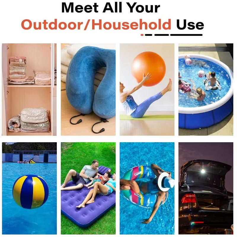 Portable 3-In-1 Inflator, Deflator & Light: Perfect for Air Mattresses, Inflatable Pillows & Swim Rings