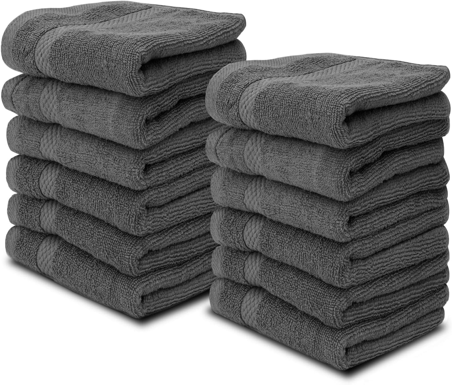 Luxury Cotton Washcloths 13X13 Inch | Hotel, Spa, Bathroom Face Towel | 12 Pack, Black