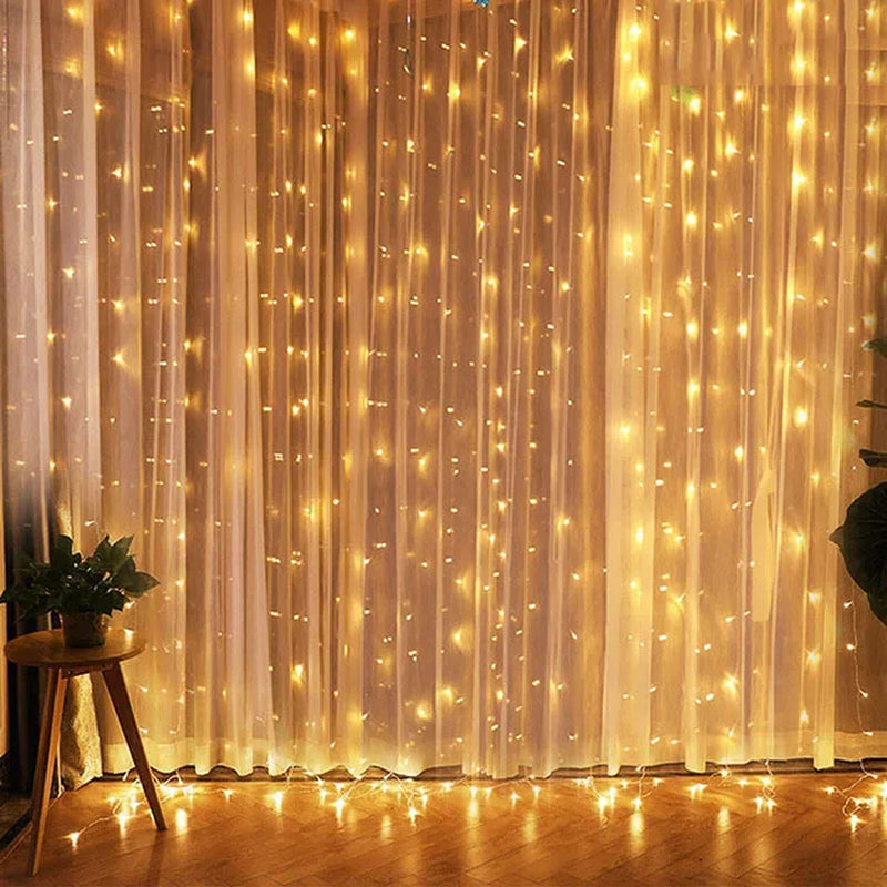 Christmas Curtain Lights Garland β 2025 Merry Xmas Fairy Lights with 8 Modes, Remote Controled