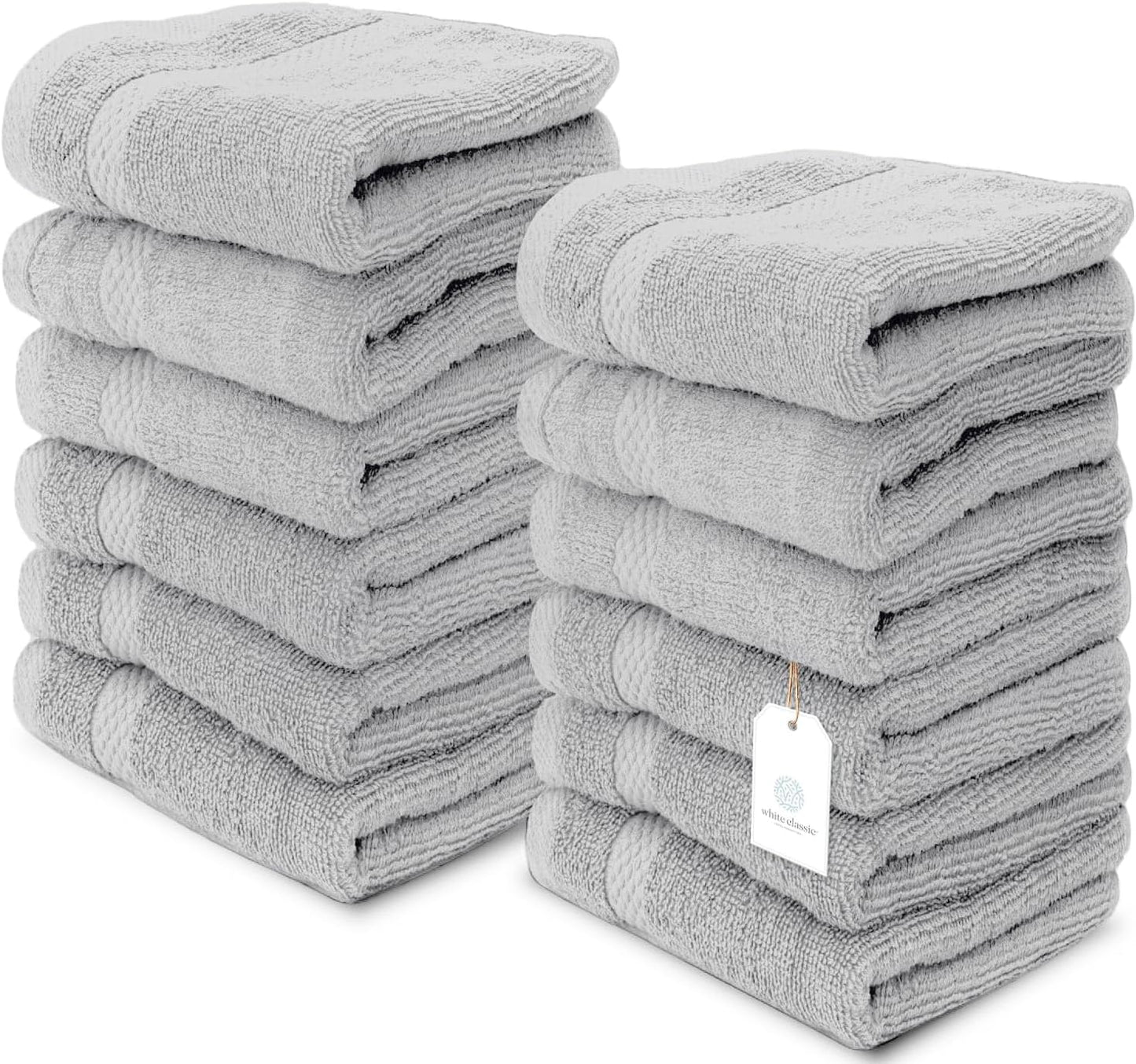 Luxury Cotton Washcloths 13X13 Inch | Hotel, Spa, Bathroom Face Towel | 12 Pack, Black