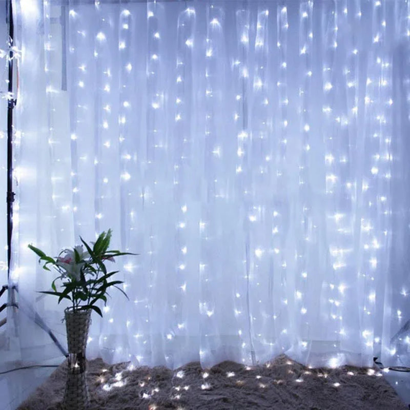 Christmas Curtain Lights Garland β 2025 Merry Xmas Fairy Lights with 8 Modes, Remote Controled