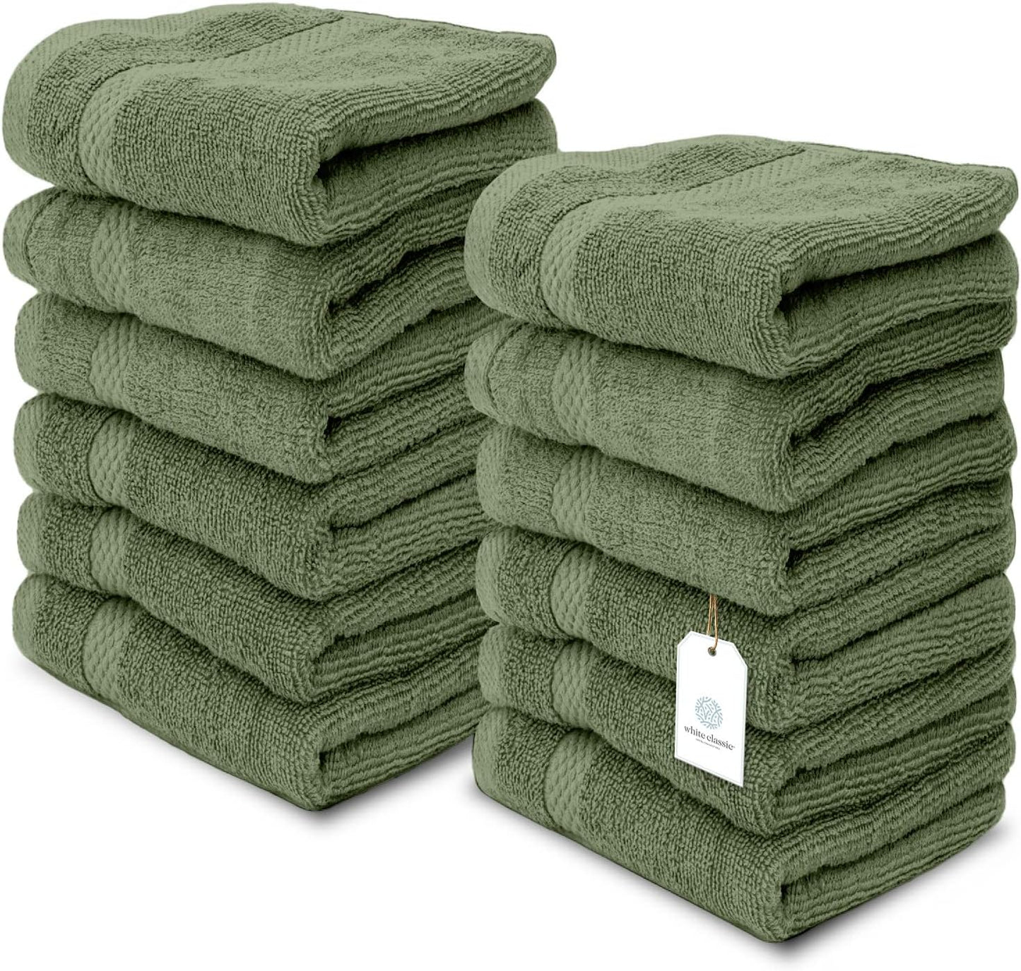 Luxury Cotton Washcloths 13X13 Inch | Hotel, Spa, Bathroom Face Towel | 12 Pack, Black
