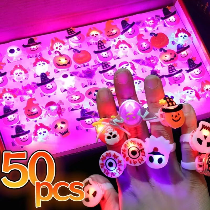 10/50Pcs Luminous Halloween Rings