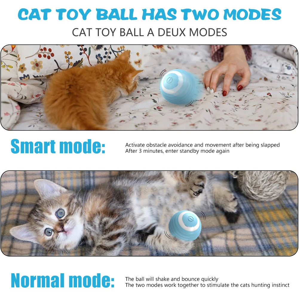 Smart Cat Toy Ball – Interactive Electric Rolling Ball with USB Charging, Auto Obstacle Avoidance & 2 Modes, Silicone Shell, for Cats and Small Dogs, Indoor Use! (1.7" Diameter)