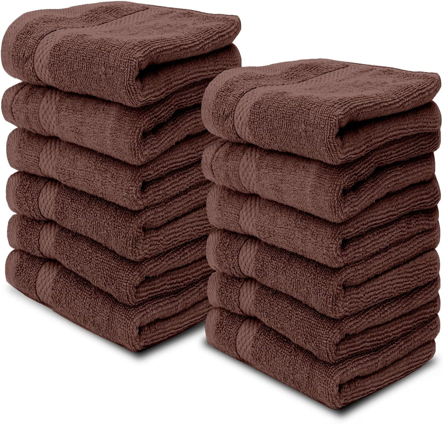 Luxury Cotton Washcloths 13X13 Inch | Hotel, Spa, Bathroom Face Towel | 12 Pack, Black