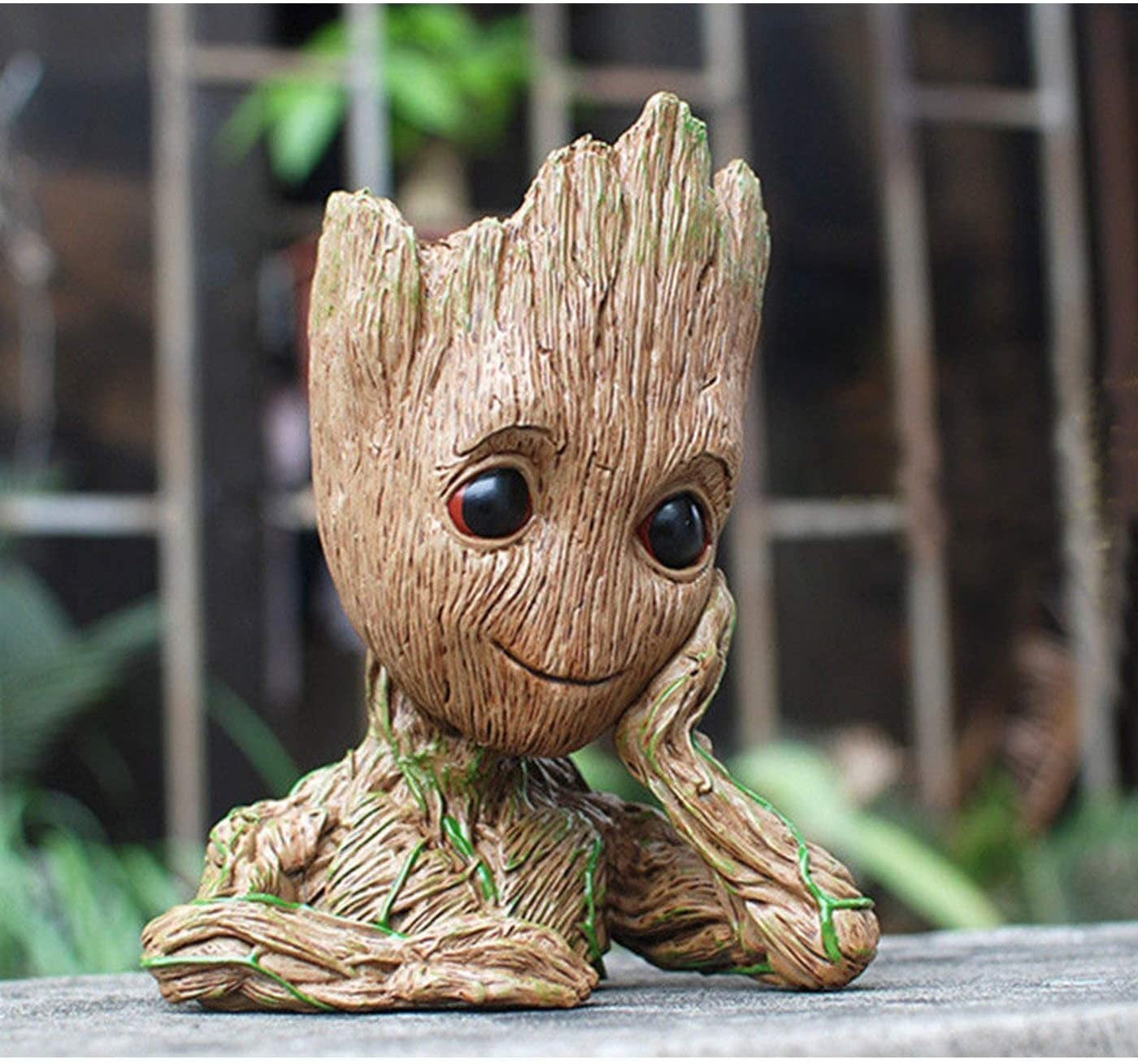 Baby Groot Planter & Pen Holder – 6" Tree Man Pot with Drainage Hole | Decorative Succulent Flower Pot or Desk Organizer