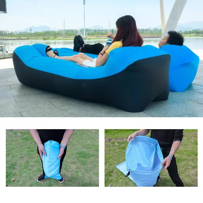 π¬οΈ Inflatable Air Sofa Bed β Portable Waterproof Lazy Lounger for Outdoor & Beach, No Pump Needed β 240Γ70cm