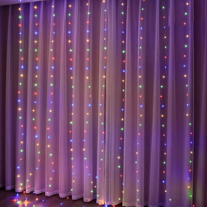 Christmas Curtain Lights Garland β 2025 Merry Xmas Fairy Lights with 8 Modes, Remote Controled