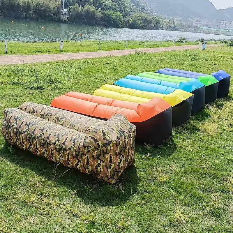 🌬️ Inflatable Air Sofa Bed – Portable Waterproof Lazy Lounger for Outdoor & Beach, No Pump Needed – 240×70cm