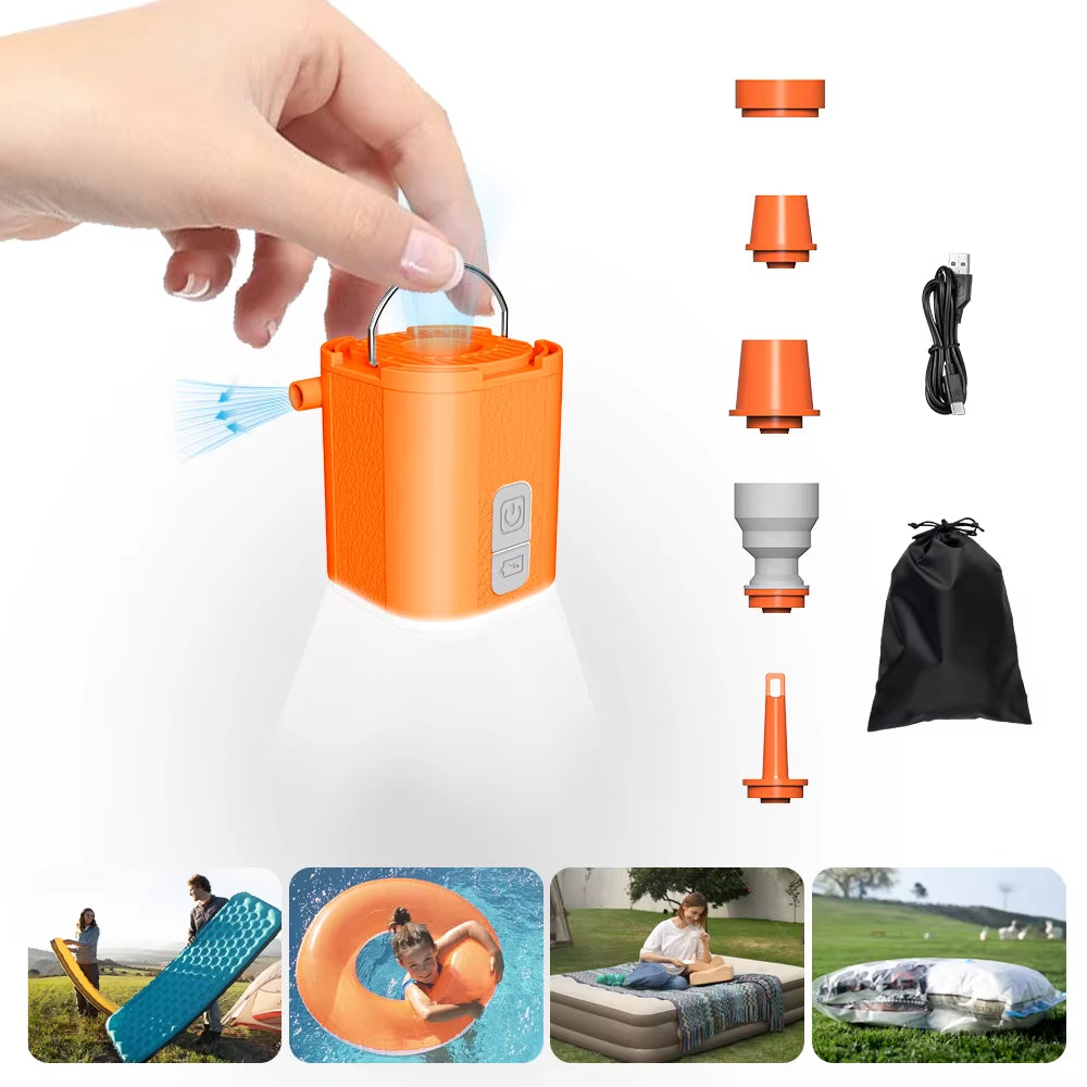 🌀 Nano JetPump – 3-in-1 Mini Electric Pump | High-Pressure Portable Inflator & Deflator for Camping, Air Mattresses & More