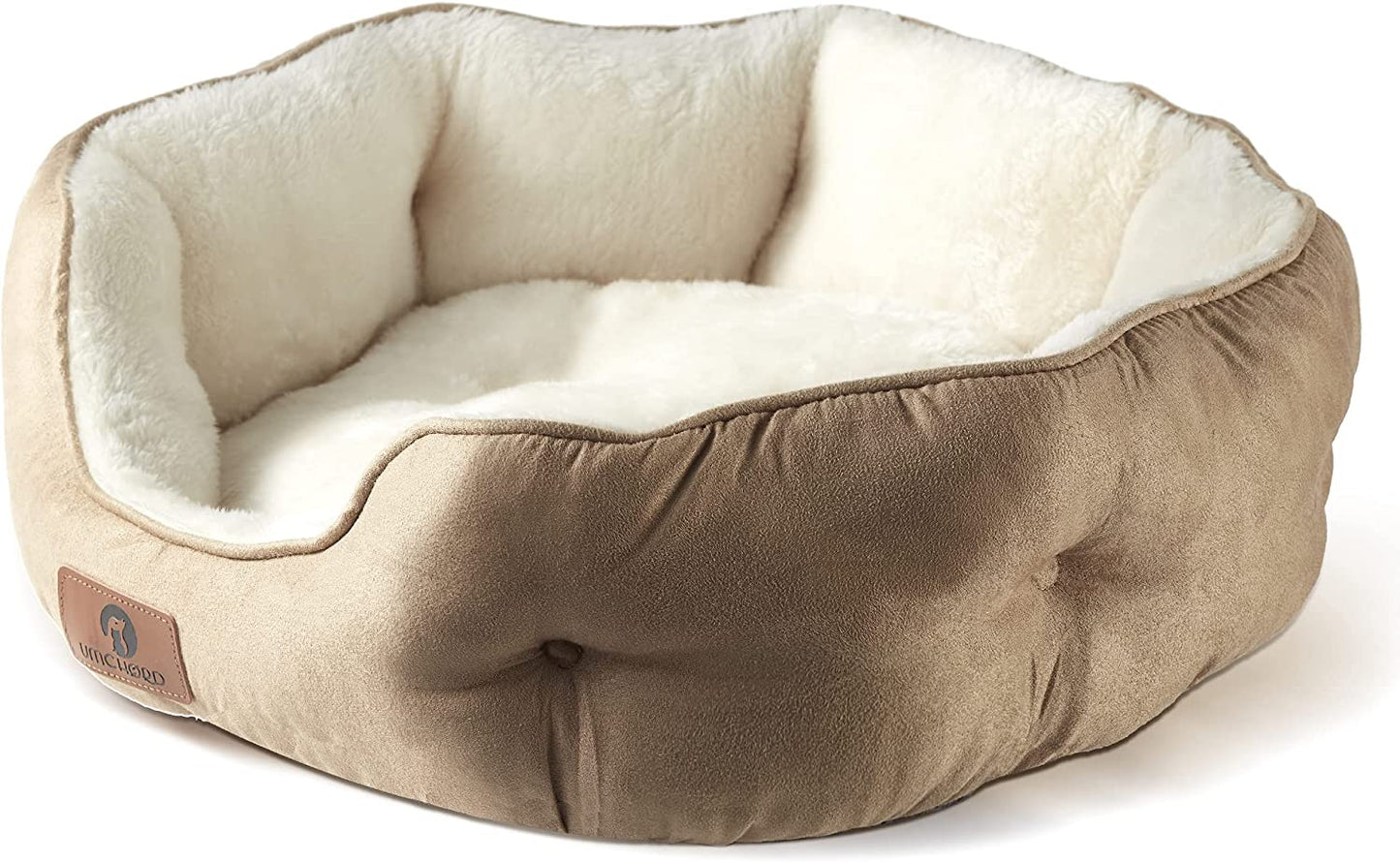 🐾 Small Dog & Cat Bed – 20” Extra Soft Sherpa Fleece Pet Bed with Anti-Slip & Water-Resistant Oxford Bottom, Brown