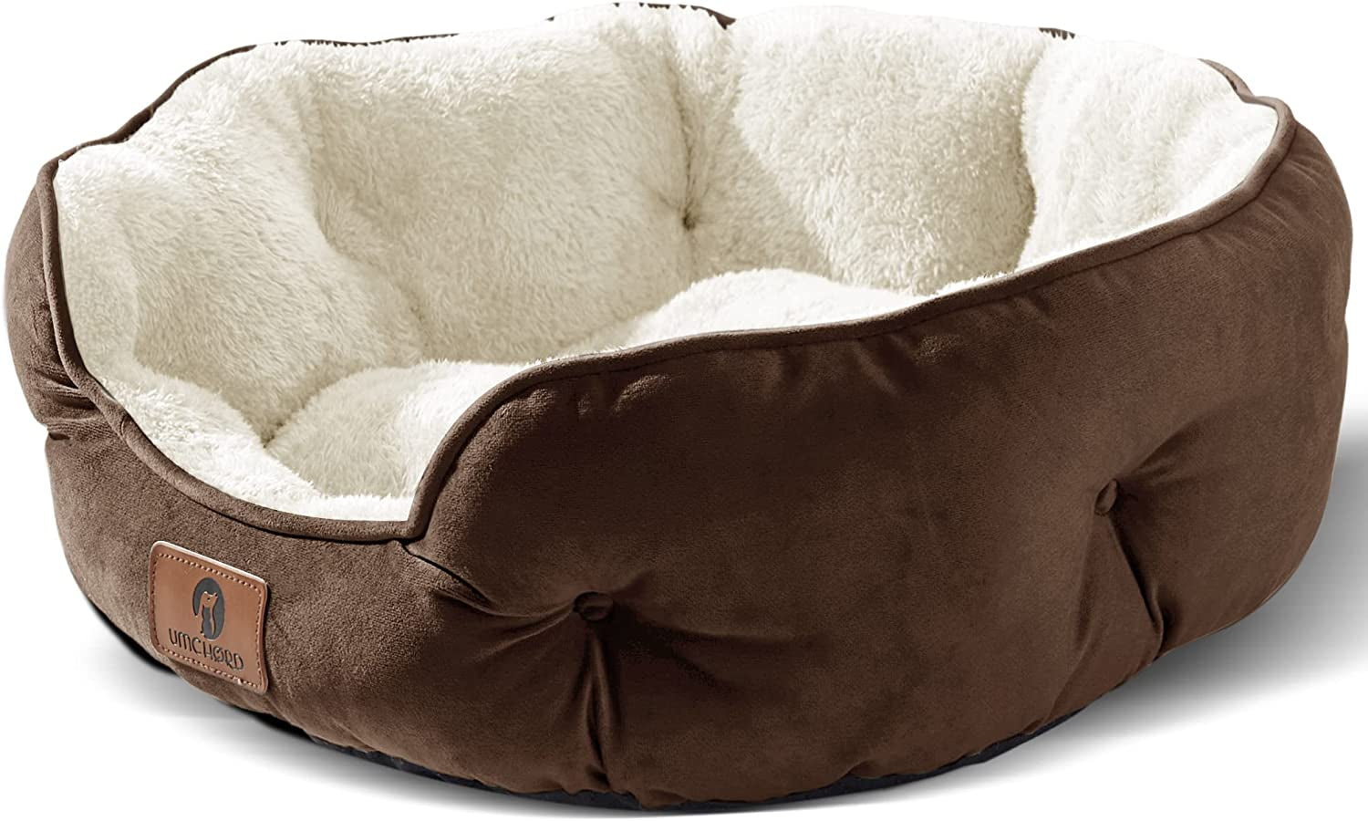 🐾 Small Dog & Cat Bed – 20” Extra Soft Sherpa Fleece Pet Bed with Anti-Slip & Water-Resistant Oxford Bottom, Brown