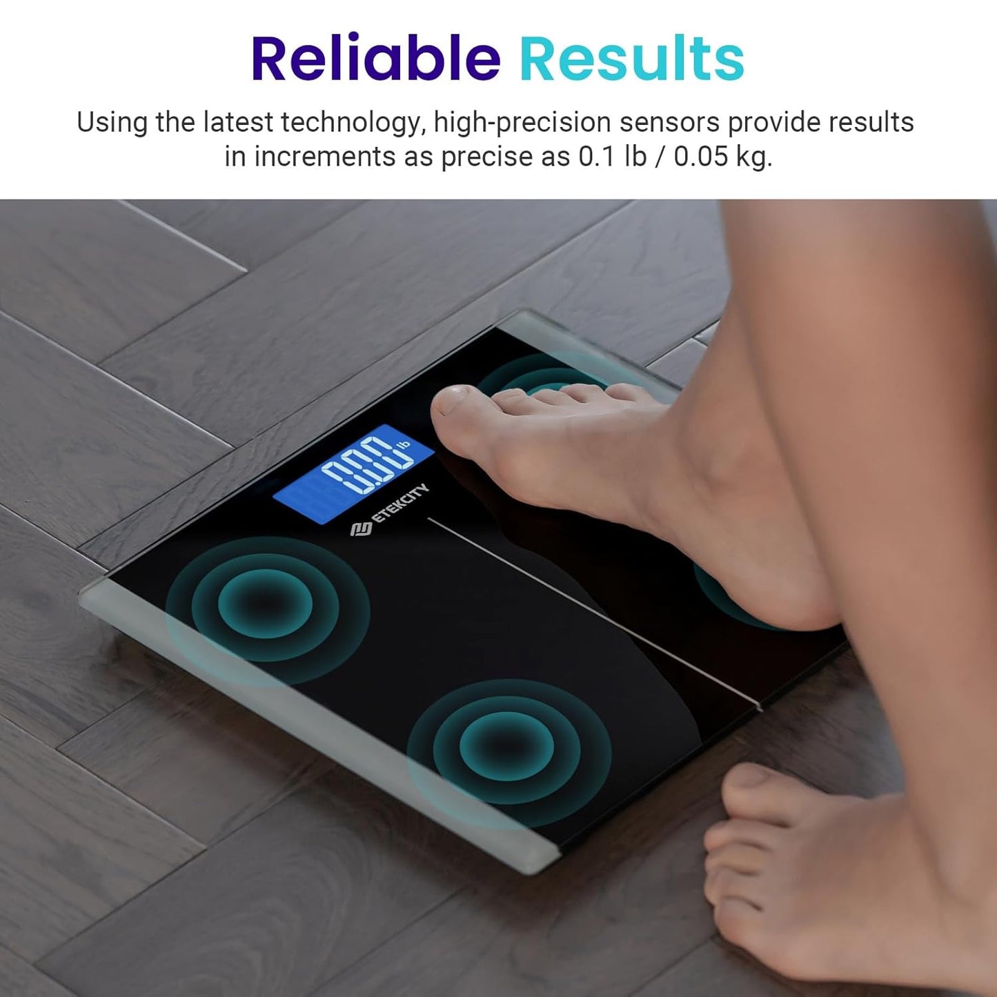 Digital Bathroom Scale for Body Weight – High-Precision Electronic Weighing Machine, LCD Display, 400 lbs Capacity, Tempered Glass