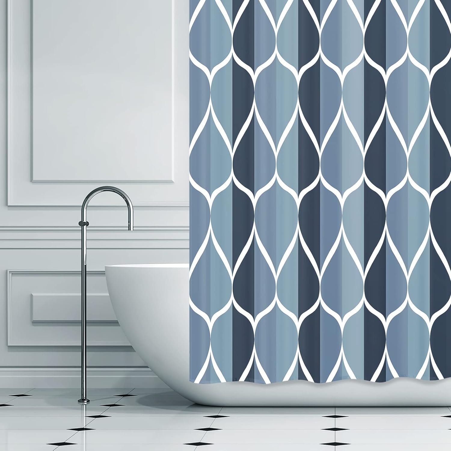 Fabric Shower Curtain – Waterproof, Quick-Drying Polyester, Weighted Bottom, 8 Hooks and Machine Washable