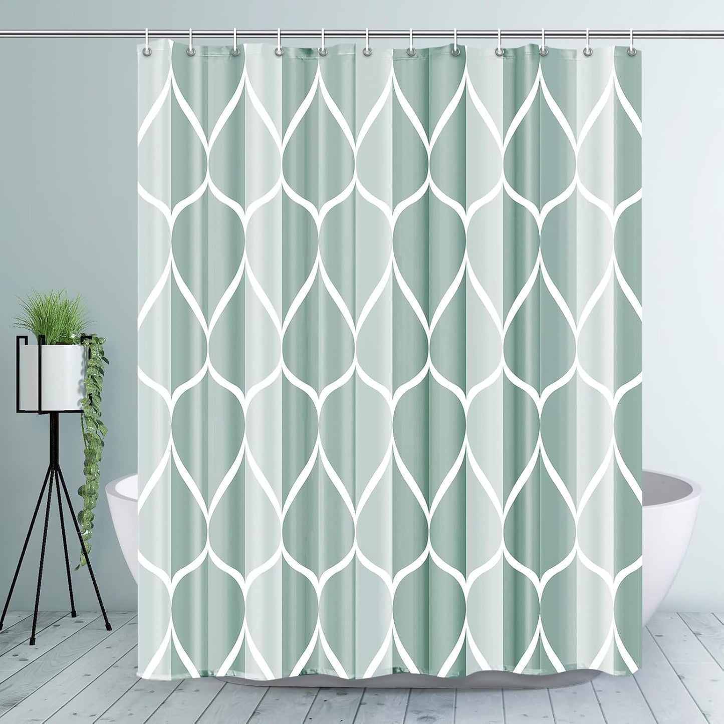 Fabric Shower Curtain – Waterproof, Quick-Drying Polyester, Weighted Bottom, 8 Hooks and Machine Washable
