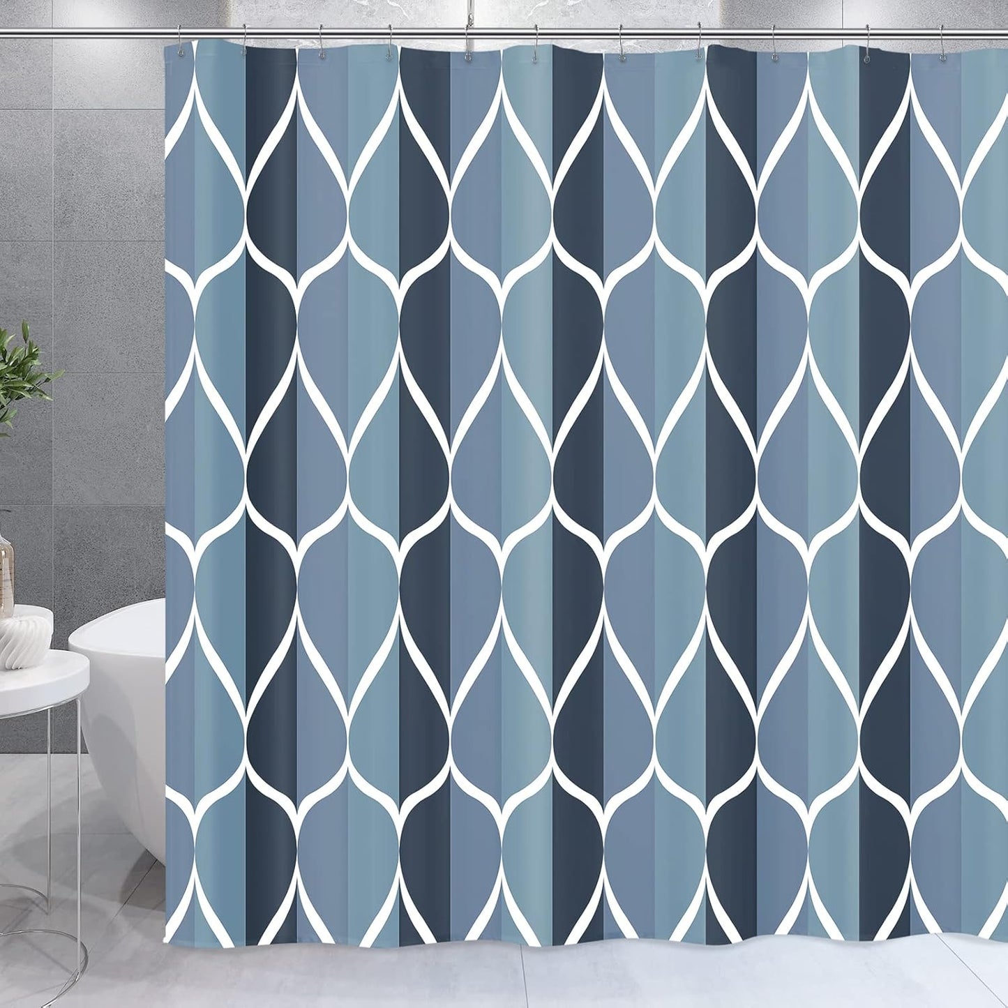 Fabric Shower Curtain – Waterproof, Quick-Drying Polyester, Weighted Bottom, 8 Hooks and Machine Washable