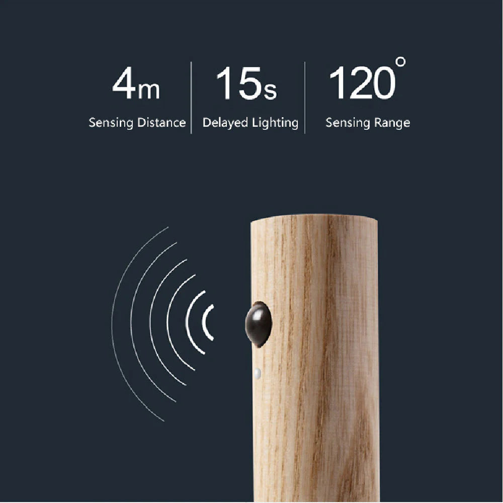 ✨SenseGlide Magnetic Motion Sensor Night Light – Wireless LED Wood-Style Lamp for Home Harmony