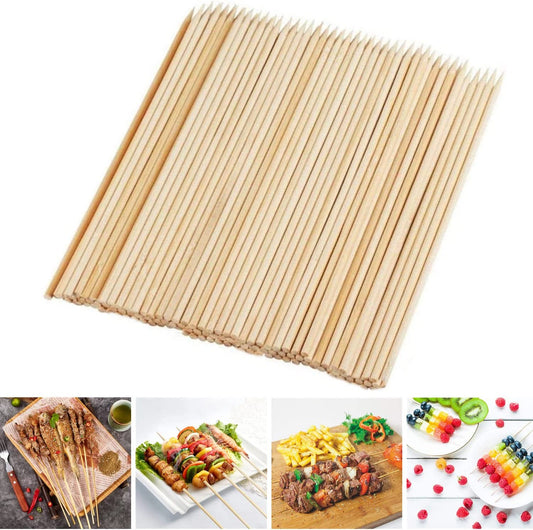 8-Inch Bamboo Skewers (100 Pack) – Natural BBQ Sticks for Grilling, Kabobs, Fruit, Chocolate Fountain, Appetizers, Arts & Crafts – Eco-Friendly Wooden Skewers