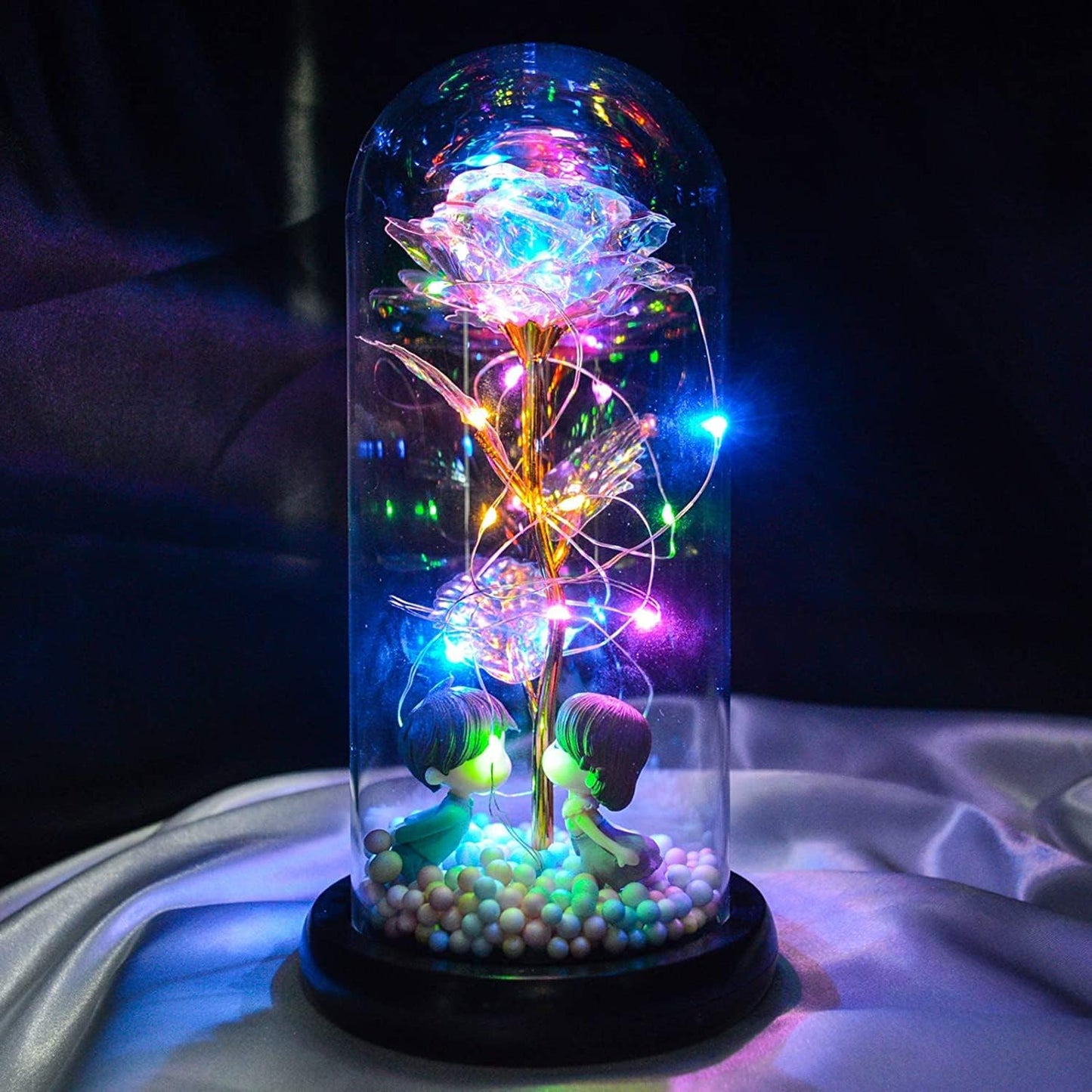 Sunflower Gift for Women – Preserved Artificial Sunflower in Glass Dome with LED Lights | Romantic Birthday, Christmas, Valentine’s, or Mother’s Day Gift