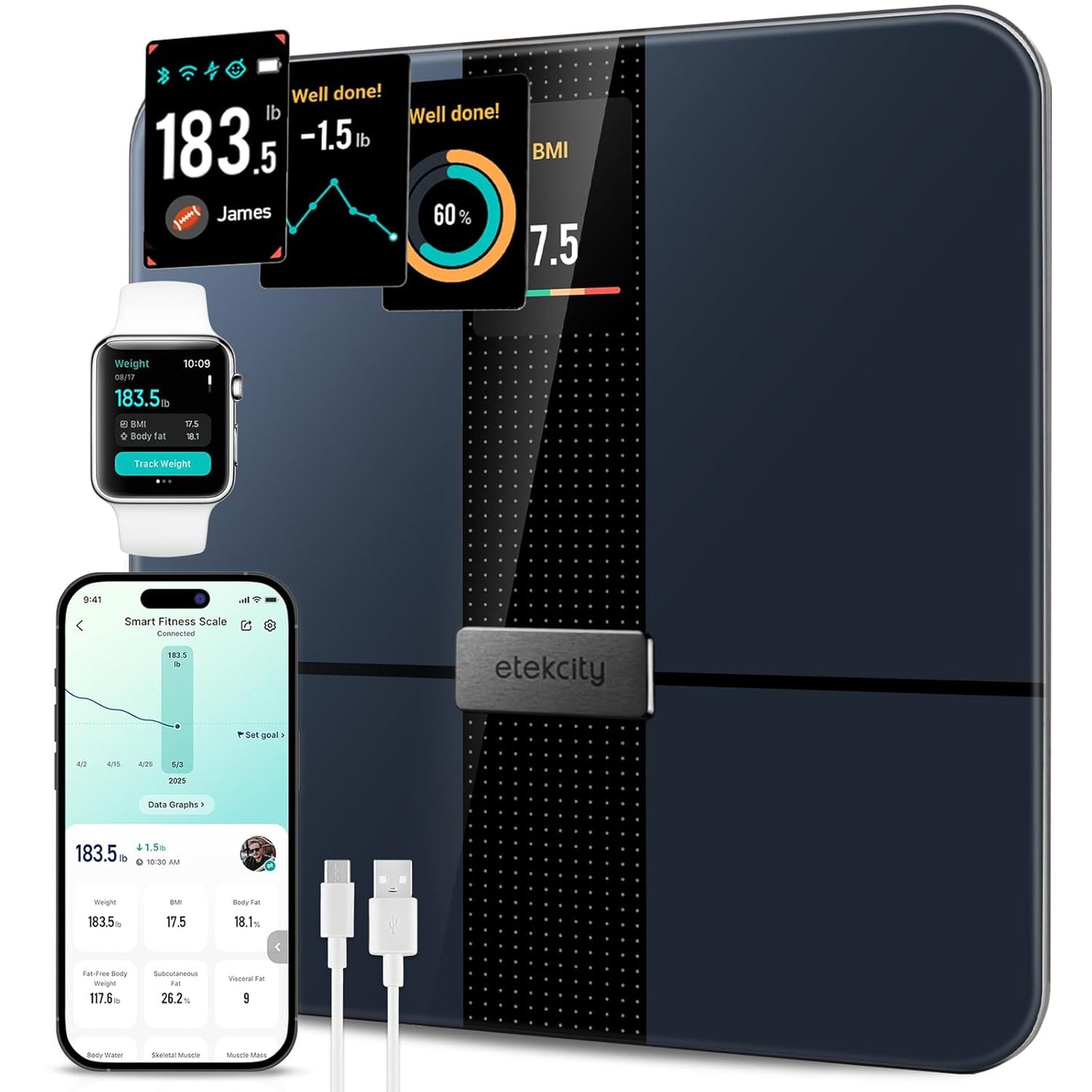 Digital Bathroom Scale for Body Weight – High-Precision Electronic Weighing Machine, LCD Display, 400 lbs Capacity, Tempered Glass