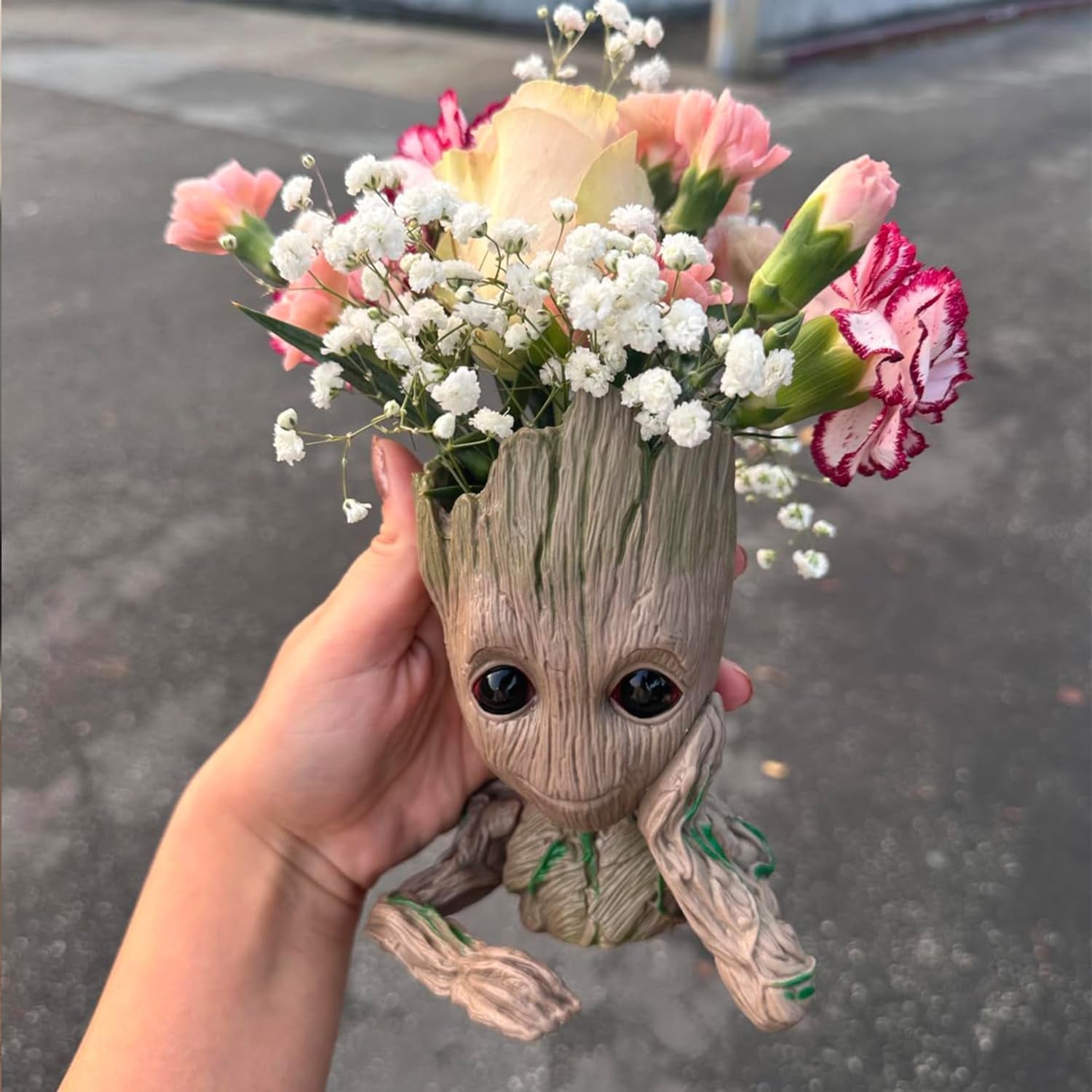 Baby Groot Planter & Pen Holder – 6" Tree Man Pot with Drainage Hole | Decorative Succulent Flower Pot or Desk Organizer