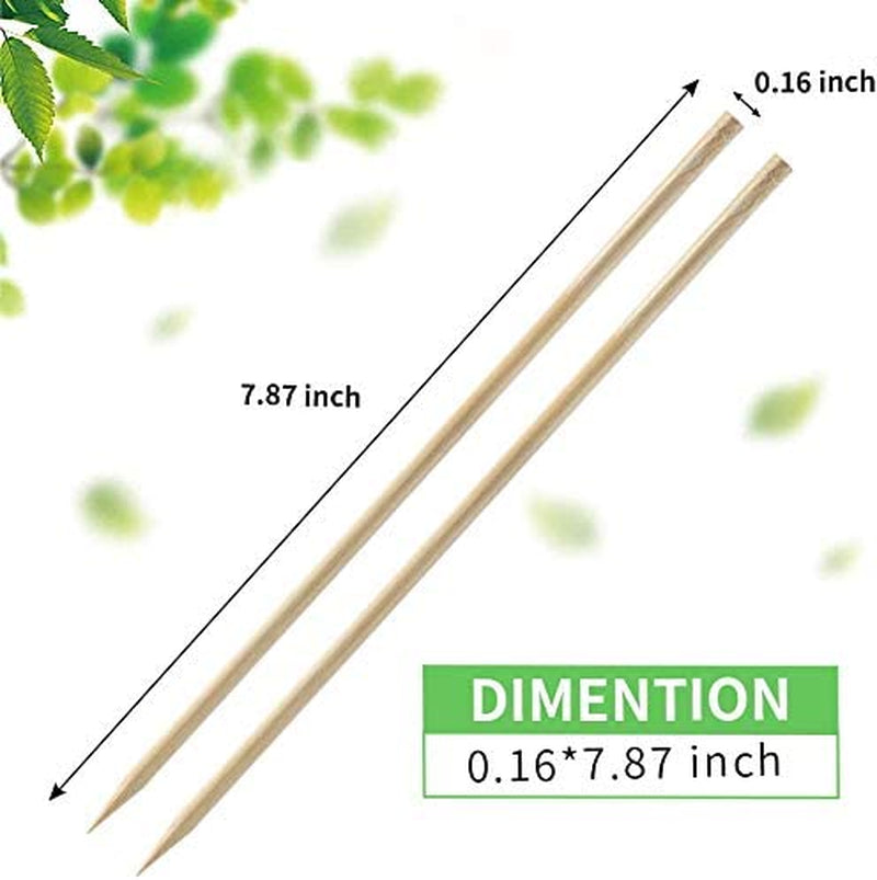 8-Inch Bamboo Skewers (100 Pack) – Natural BBQ Sticks for Grilling, Kabobs, Fruit, Chocolate Fountain, Appetizers, Arts & Crafts – Eco-Friendly Wooden Skewers