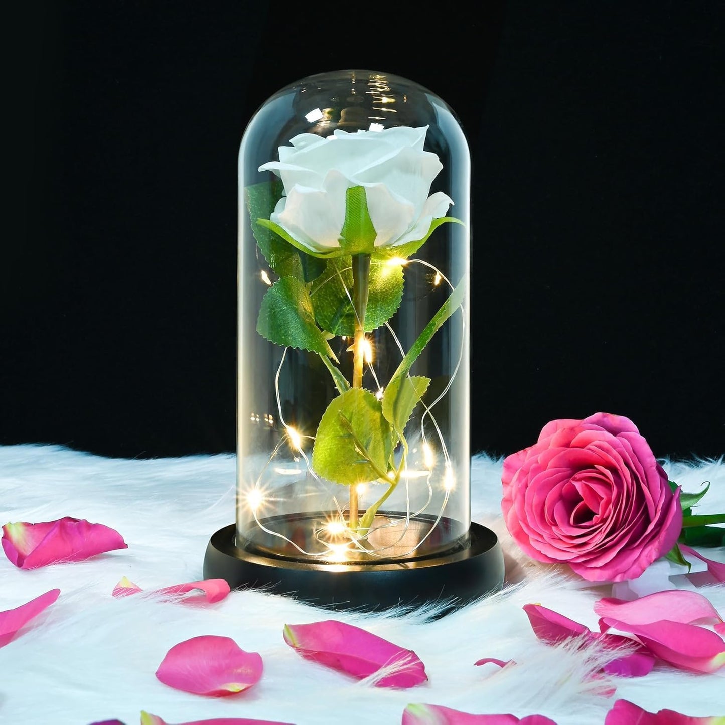 Sunflower Gift for Women – Preserved Artificial Sunflower in Glass Dome with LED Lights | Romantic Birthday, Christmas, Valentine’s, or Mother’s Day Gift