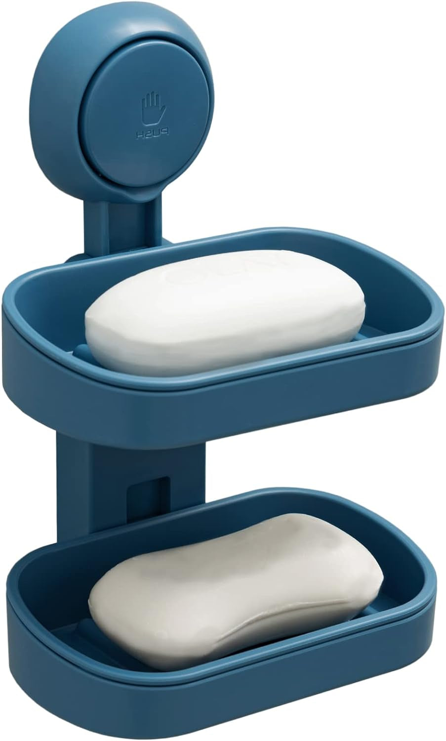 Double-Layer Suction Cup Soap Dish Holder – Wall Mounted, Self-Draining & Drill-Free with Removable Trays, Strong Vacuum Seal for Bathroom, Shower, Kitchen Sink – Plastic